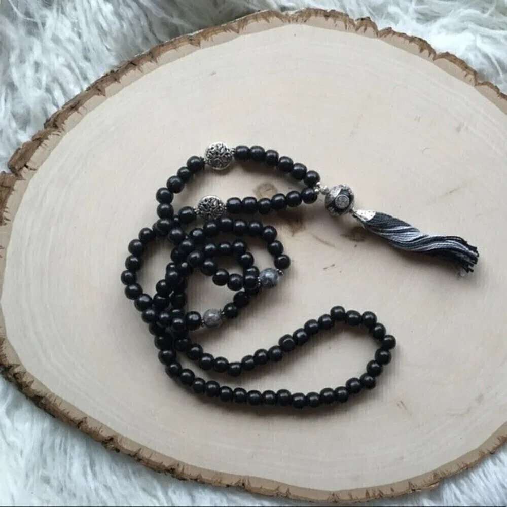 Black‎ Handmade Wood Mala 108 Beads
